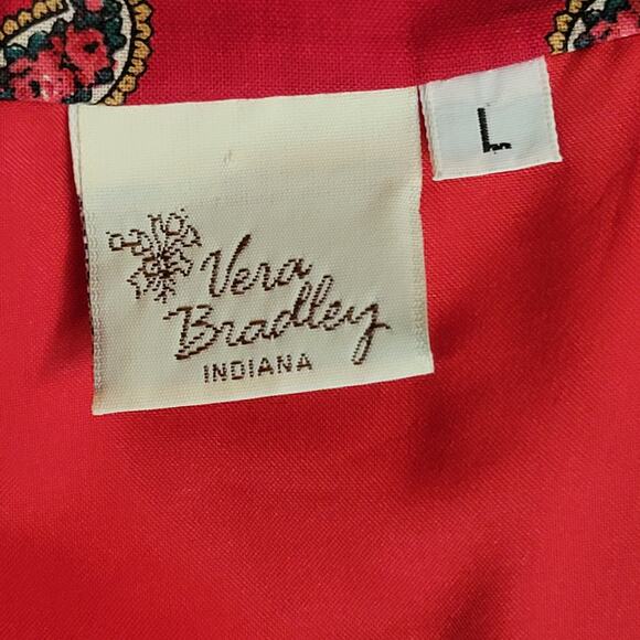 VTG Vera Bradley Cropped Quilted Button Jacket Blazer Large Red Paisley Fall 91 - Picture 3 of 9